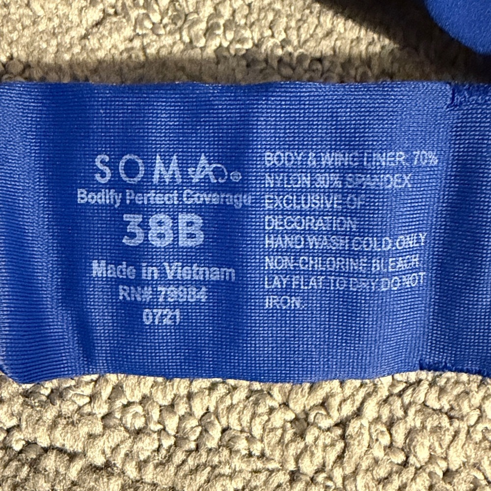 Soma Bodify Perfect Coverage Vibrant Blue Bra 38B - Picture 3 of 3